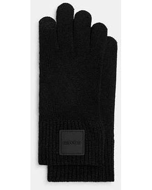 COACH Knit Tech Gloves With Rubber Patch - Black