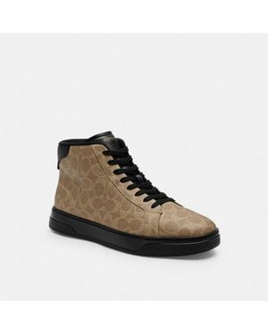 COACH High Line High Top Sneaker In Signature Canvas - Brown