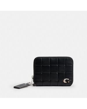 COACH Zip Around Wallet In Checkerboard Upcrafted Leather - Black