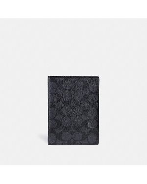 COACH S Passport Case In Signature Coated Canvas - Black