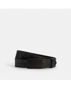 COACH Signature Plaque Buckle Cut To Size Reversible Belt%2c 38mm - Black