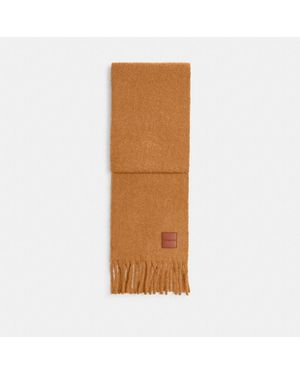 COACH Oversized Muffler With Leather Patch - Brown