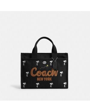 COACH X Peanuts Cargo Tote Bag With Snoopy Print - Black