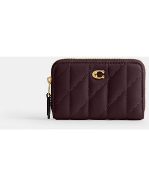 COACH Essential Small Zip Around Card Case With Pillow Quilting - Purple
