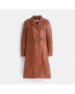 COACH Restored Leather Coat - Brown