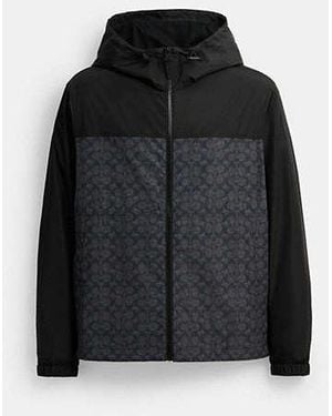 COACH Signature Full Zip Windbreaker - Black