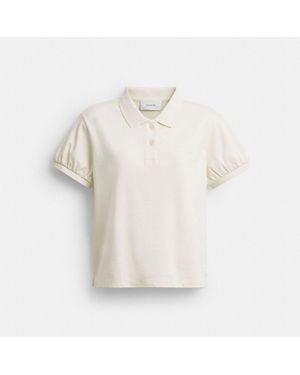 COACH Script Shrunken Polo In Organic Cotton - White