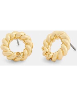 COACH Signature Circle Stud Earrings - Metallic
