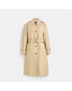 COACH Restored Lightweight Leather Trench Coat - Natural