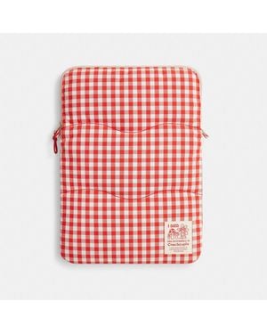COACH Topia Loop Laptop Sleeve With Wavy Quilting In Gingham - Red