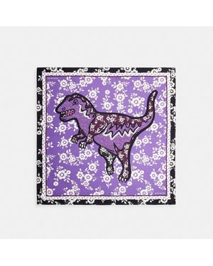 COACH Jonie Floral Rexy Print Silk Square Scarf - Purple