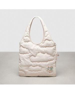 COACH Topia Loop Flat Tote With Cloud Quilting - White