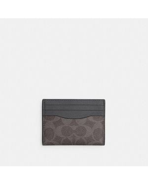 COACH Card Case In Signature Canvas - Gray