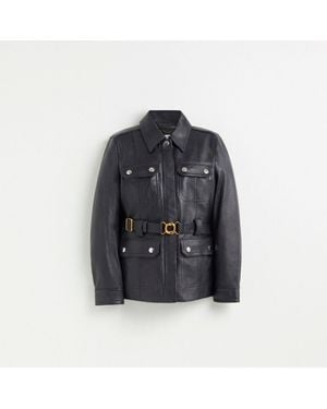 COACH Restored Leather Belted Heritage Jacket - Black
