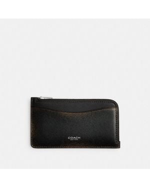 COACH New York Zip Card Case In Loved Leather - Black