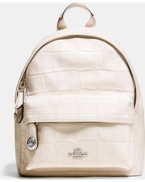 COACH Mini Campus Backpack In Croc Embossed Leather - White