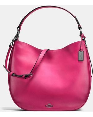 COACH Nomad Hobo In Burnished Glovetanned Leather - Blue