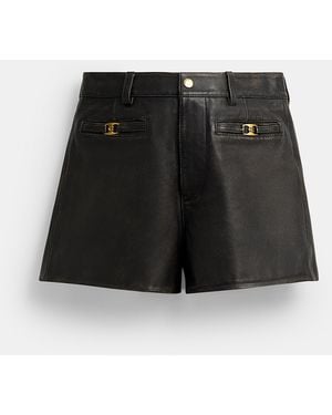 COACH Loved Leather Heritage C Shorts - Black