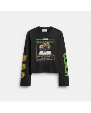COACH Long Sleeve Graphic T Shirt In Organic Cotton - Black