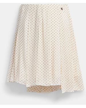 COACH Printed Asymmetrical Pleated Skirt - Natural