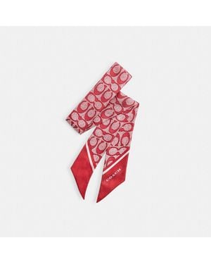 COACH Textured Signature Print Silk Skinny Scarf