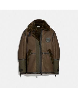 COACH X Michael B. Jordan Shearling Aviator Jacket - Green