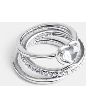 COACH Halo Heart Ring Set - Metallic