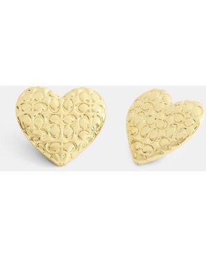 COACH Signature Heart Statement Earrings - Metallic