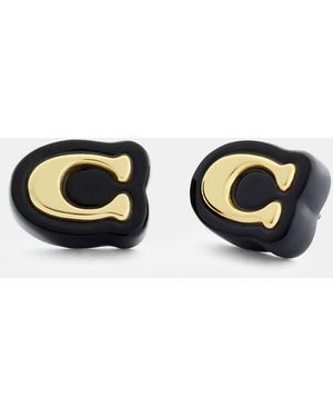 COACH Signature Resin Stud Earrings - Black