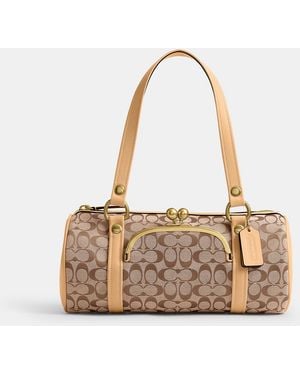 COACH Kisslock Barrel Bag - Natural