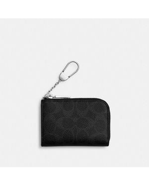 COACH L Zip Key Case In Signature Canvas - Black