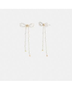 COACH Pearl Bow Earrings - White