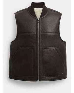 COACH Reversible Shearling Vest - Black