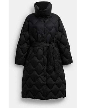 COACH Quilted Long Puffer Jacket - Black