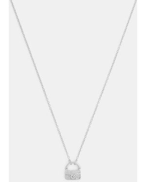 COACH Pavé Tabby Pendant Necklace - Metallic