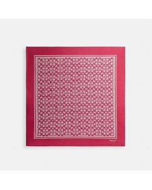COACH Textured Signature Print Silk Square Scarf
