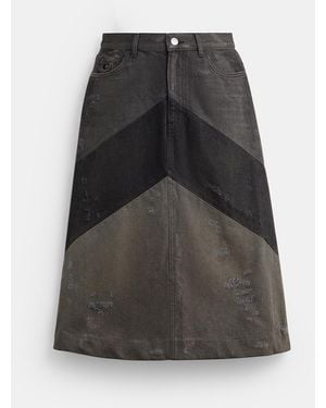 COACH Denim A-Line Skirt - Black