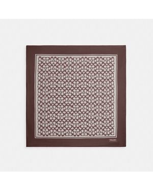 COACH Textured Signature Print Silk Square Scarf - Metallic