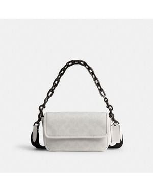 COACH Charter Flap Crossbody Bag 24 In Signature Canvas - White