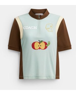COACH Brain Dead Mesh Quarter Zip Top - Green