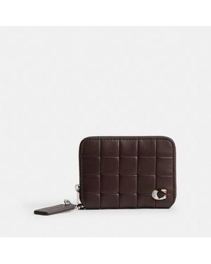 COACH Zip Around Wallet In Checkerboard Upcrafted Leather - Brown