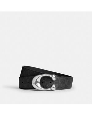 COACH Sculpted C Buckle Reversible Belt, 38mm - Black