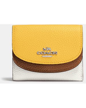 COACH Double Flap Small Wallet In Colorblock Leather - Metallic
