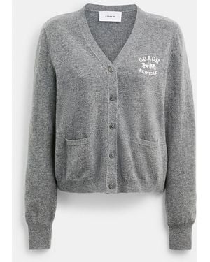 COACH Fine Cashmere Cardigan - Gray