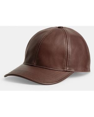 COACH Leather Baseball Hat - Brown
