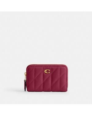 COACH Essential Small Zip Around Card Case With Pillow Quilting - Red