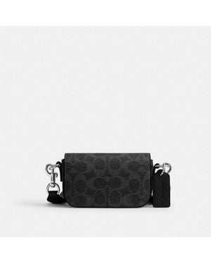 COACH Flap Crossbody Bag In Signature Canvas - Black