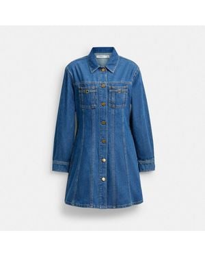 COACH Long Sleeve Denim Dress - Blue