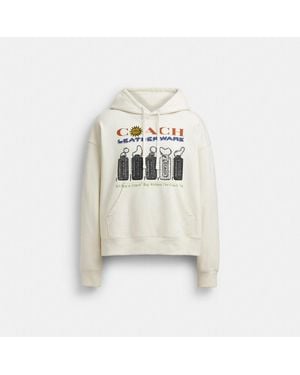 COACH Relaxed Collage Hoodie In Organic Cotton - White