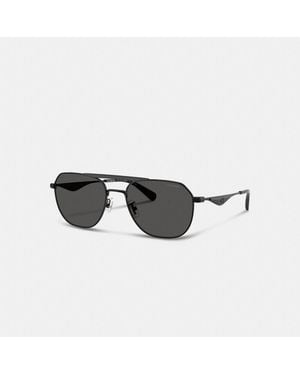 COACH C Hardware Metal Navigator Sunglasses - Black